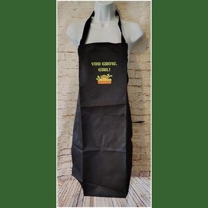 Black Apron with Green and Yellow Print